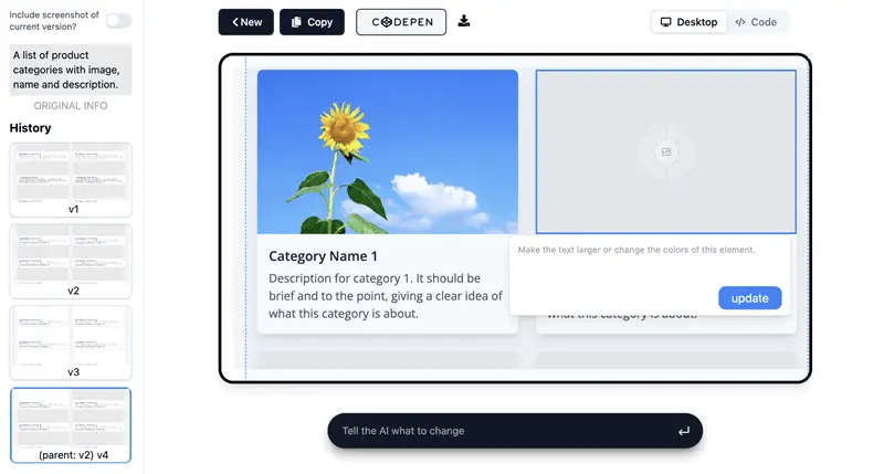 开源的生成代码项目ancodeai:通过截图、绘制草稿、输入创意生成网页应用