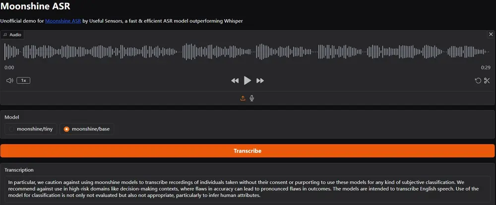 Useful开源自动语音识别 (ASR) 模型Moonshine：专门针对实时转录和语音命令处理进行了优化
