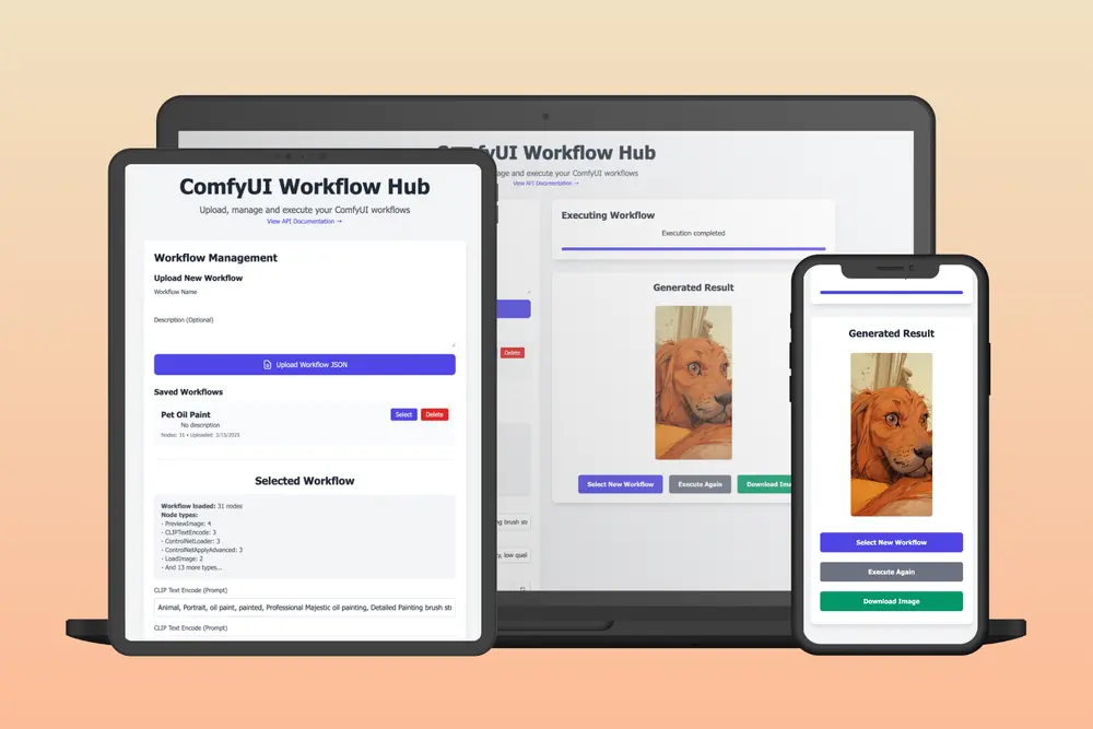ComfyUI Workflow Hub:为你的ComfyUI工作流提供一个网页应用,更友好的生成图片