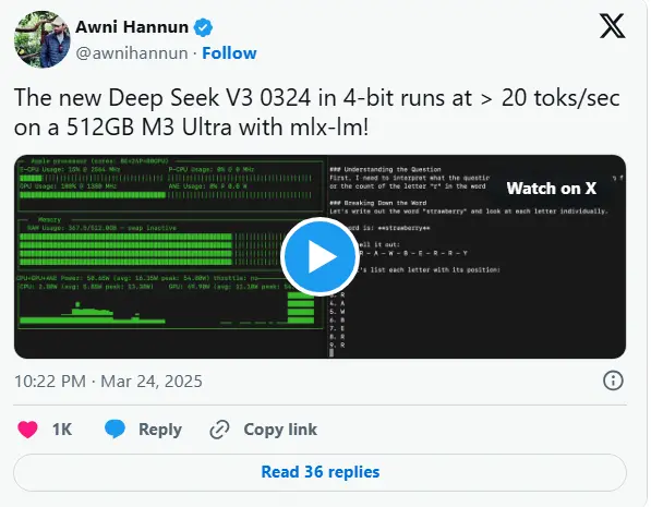 DeepSeek低调发布DeepSeek-V3-0324，性能超过Claude Sonnet 3.5，可在消费级硬件部署