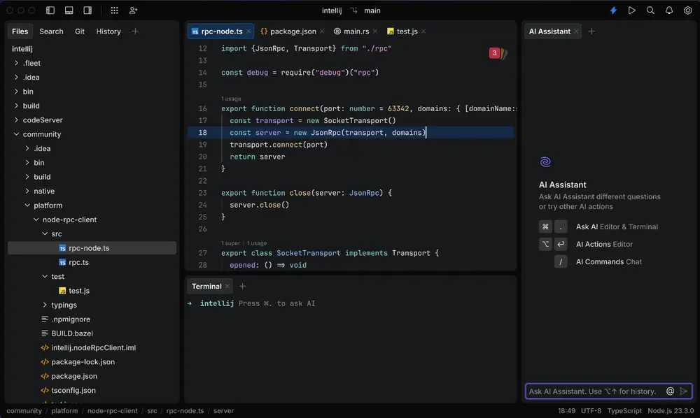 JetBrains Fleet 1.47更新：多行注释折叠、AI聊天升级，开发体验再提升