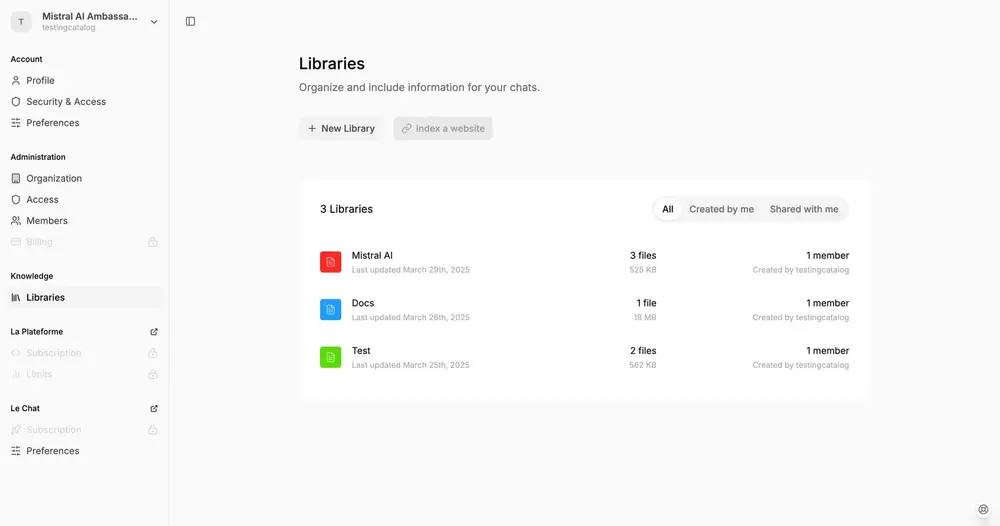 Mistral AI旗下AI助手Le Chat 推出文件组织与协作新功能 Libraries