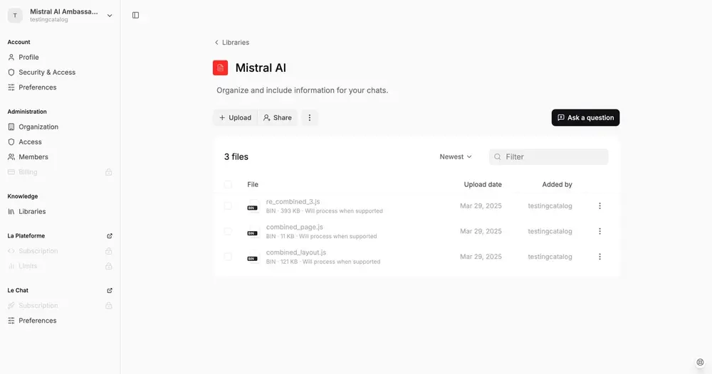 Mistral AI旗下AI助手Le Chat 推出文件组织与协作新功能 Libraries