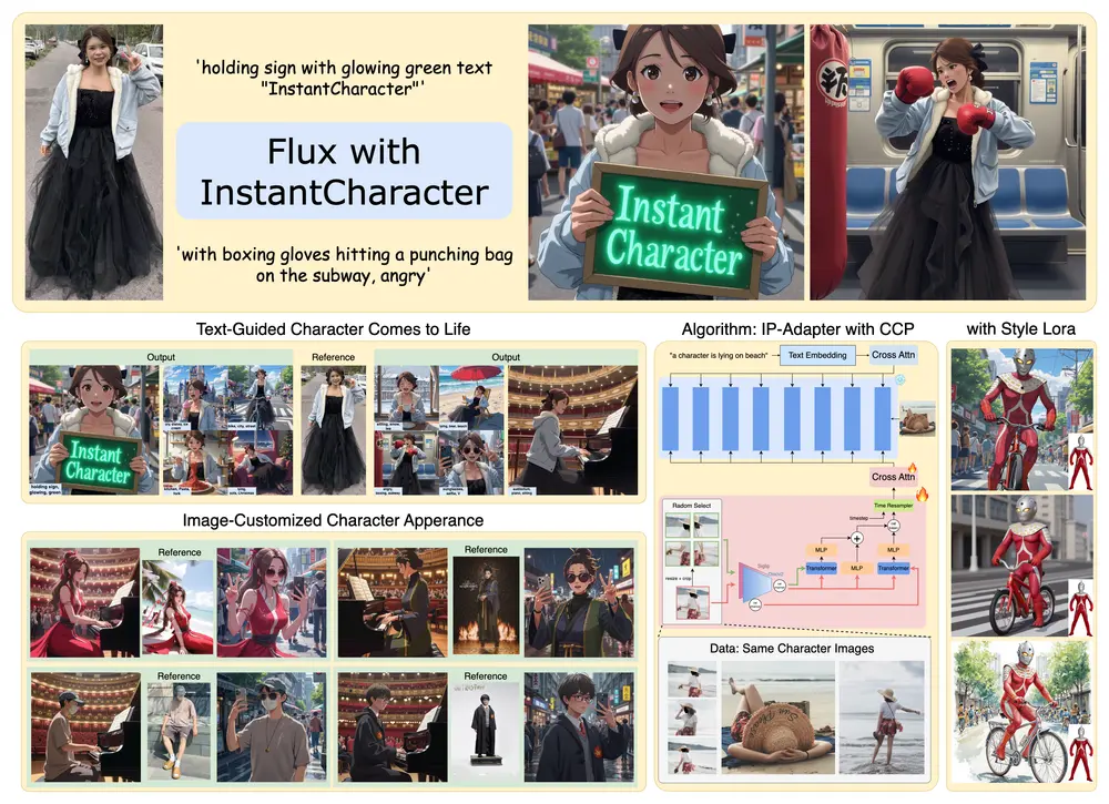 基于Flux模型的创新角色生成框架InstantCharacter:单张图像生成高质量角色图像