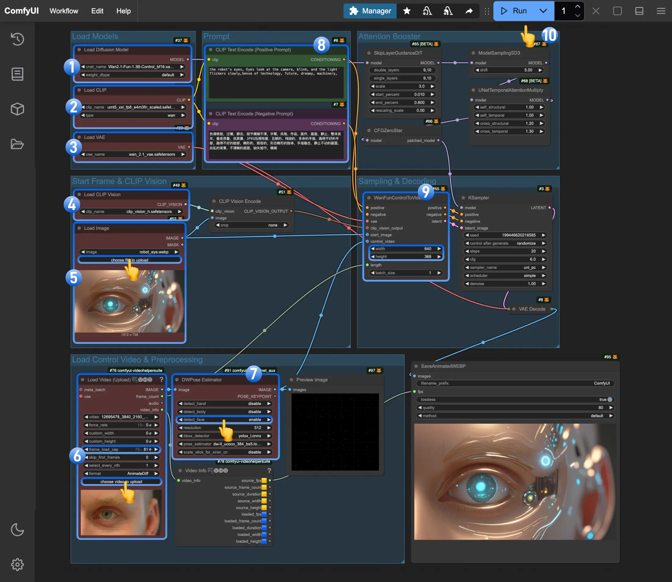 ComfyUI 已原生支持了 Wan2.1 Fun Control 模型:控制视频精确生成