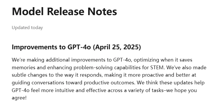 OpenAI对GPT 4o模型进行了升级
