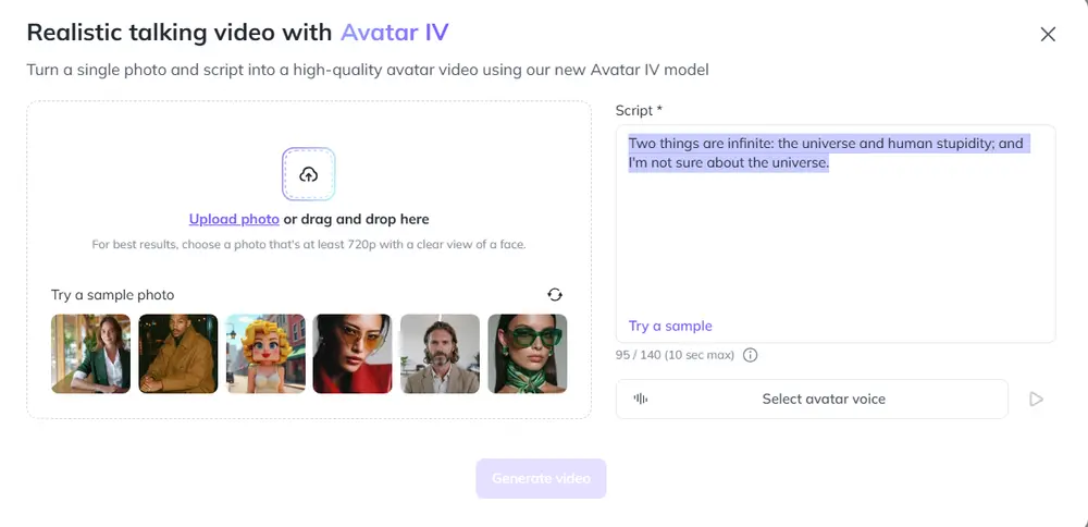 HeyGen发布Avatar IV ：用一张照片和声音生成逼真说话视频