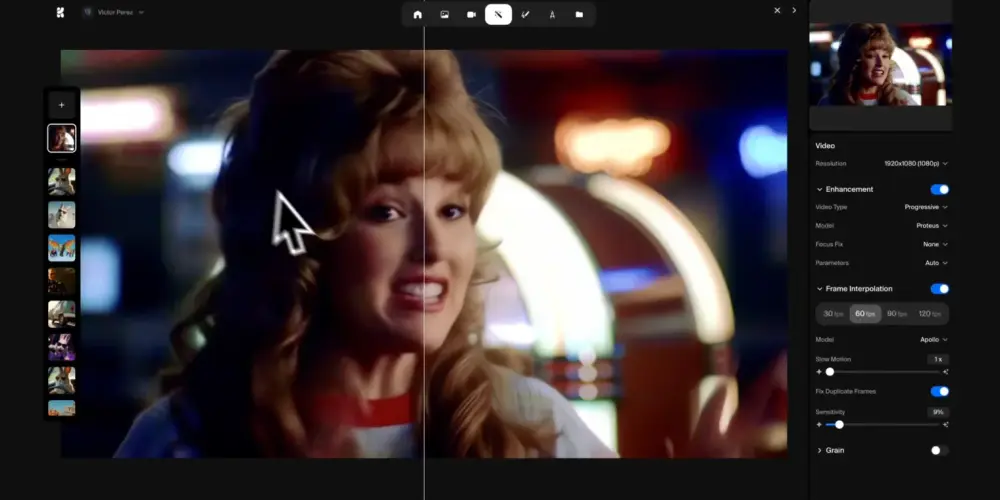 KREA AI与Topaz Labs合作推出8K 120 fps视频增强功能