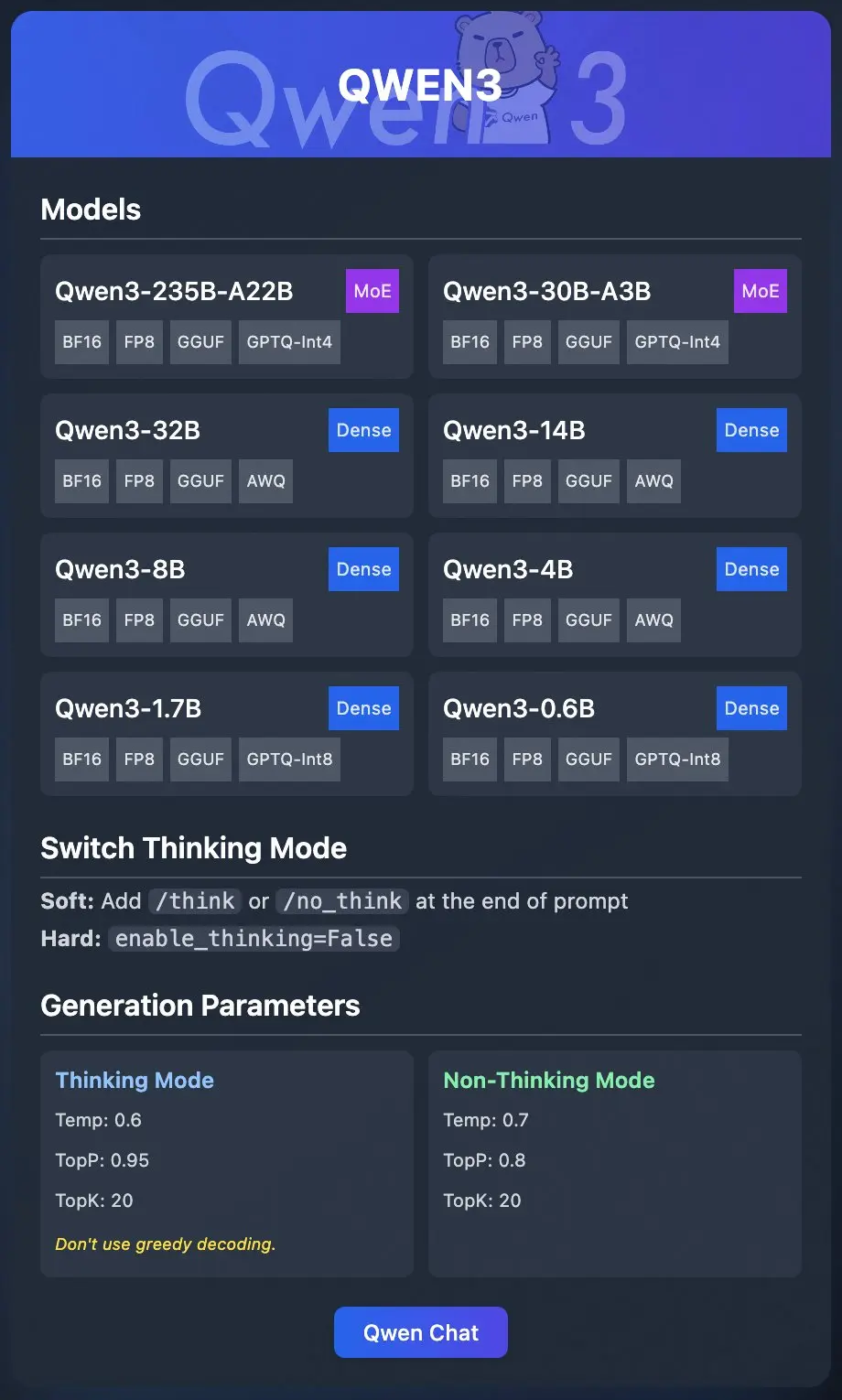 阿里Qwen团队今天正式发布 Qwen3 的量化模型