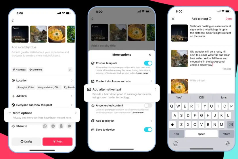 TikTok 推出 AI 生成替代文本与无障碍功能,助力视力障碍用户
