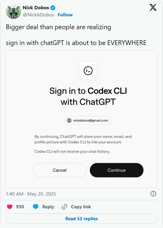 OpenAI或将推出“使用ChatGPT登录”功能,试图挑战苹果、谷歌等巨头的登录生态