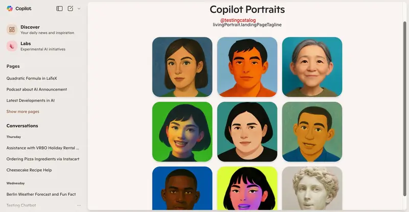 微软测试Copilot新功能Live Portraits，或支持自定义3D头像