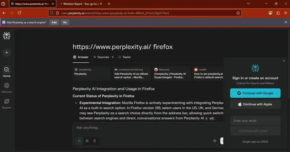 Firefox 139 正式支持 Perplexity AI 搜索引擎，提升学术与编程场景体验