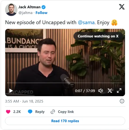 萨姆·奥尔特曼证实:Meta曾以1亿美元年薪挖角OpenAI人才,但无人接受