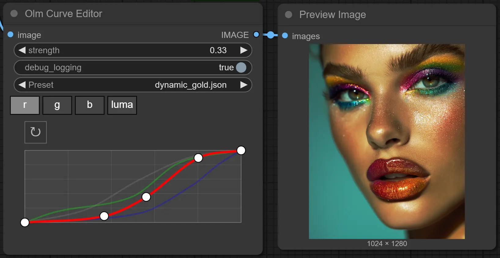 Olm Curve Editor：专为 ComfyUI 打造的轻量级颜色曲线编辑节点