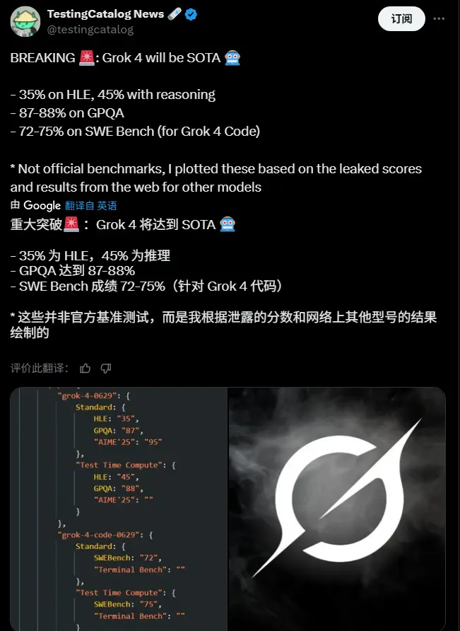 Grok 4 基准测试泄露:xAI 即将发布的新一代模型能否打破 LLM 竞争格局?