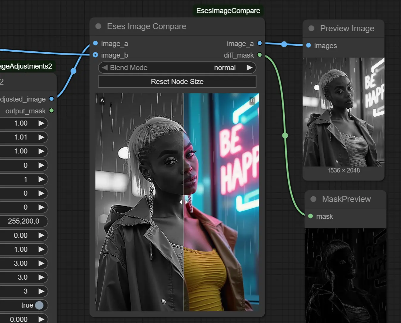 ComfyUI-EsesImageCompare: ComfyUI交互式 A/B 图像对比节点