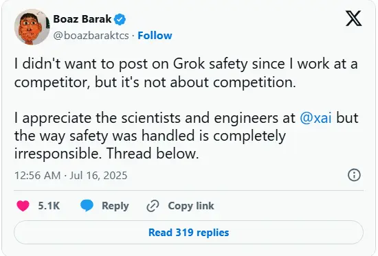 科技伦理再起争议：xAI被同行批评“不负责任”的安全文化