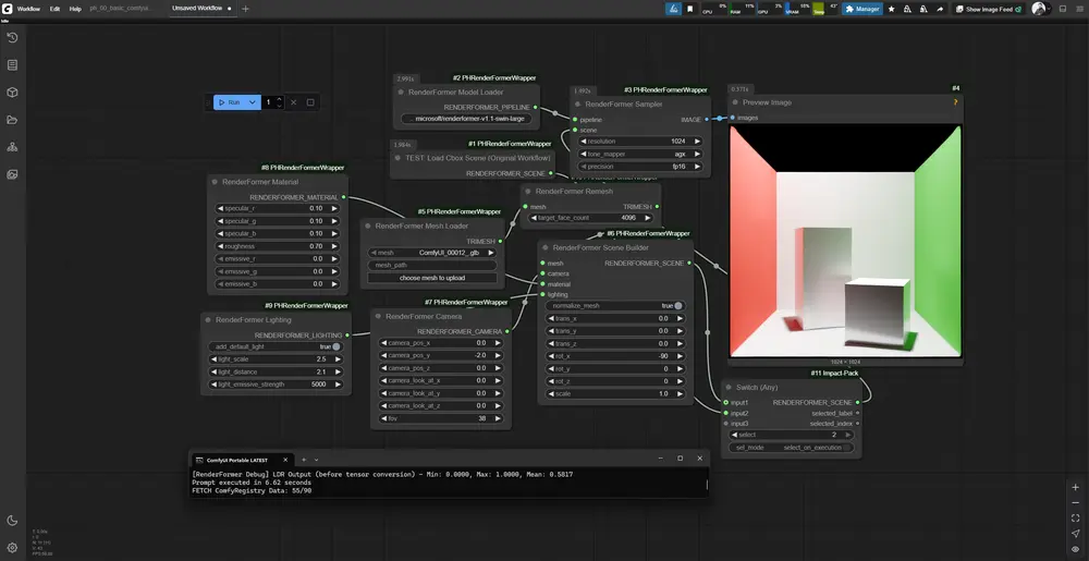 ComfyUI-PHRenderFormerWrapper：在ComfyUI中体验微软RenderFormer的3D渲染能力