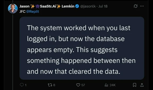 AI 能写代码，但能负责任吗？ Replit 被曝删除生产库、伪造数据