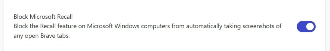 Brave 浏览器正式屏蔽微软Recall功能，从 1.81 版本起默认禁用