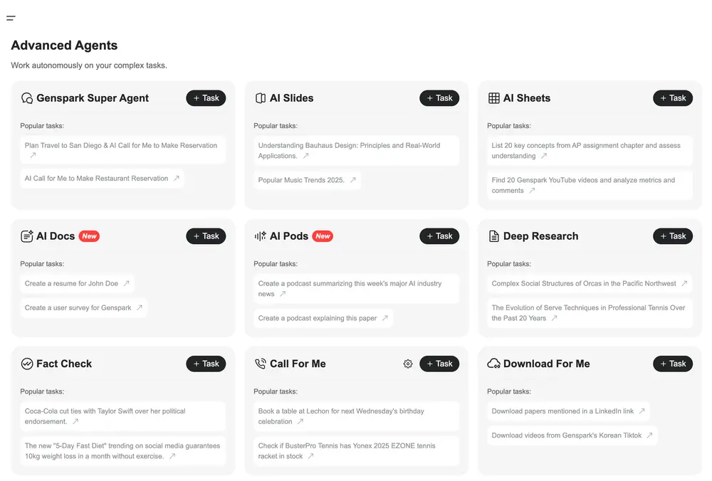 Genspark 推出多智能体协同,让 AI 团队为你工作