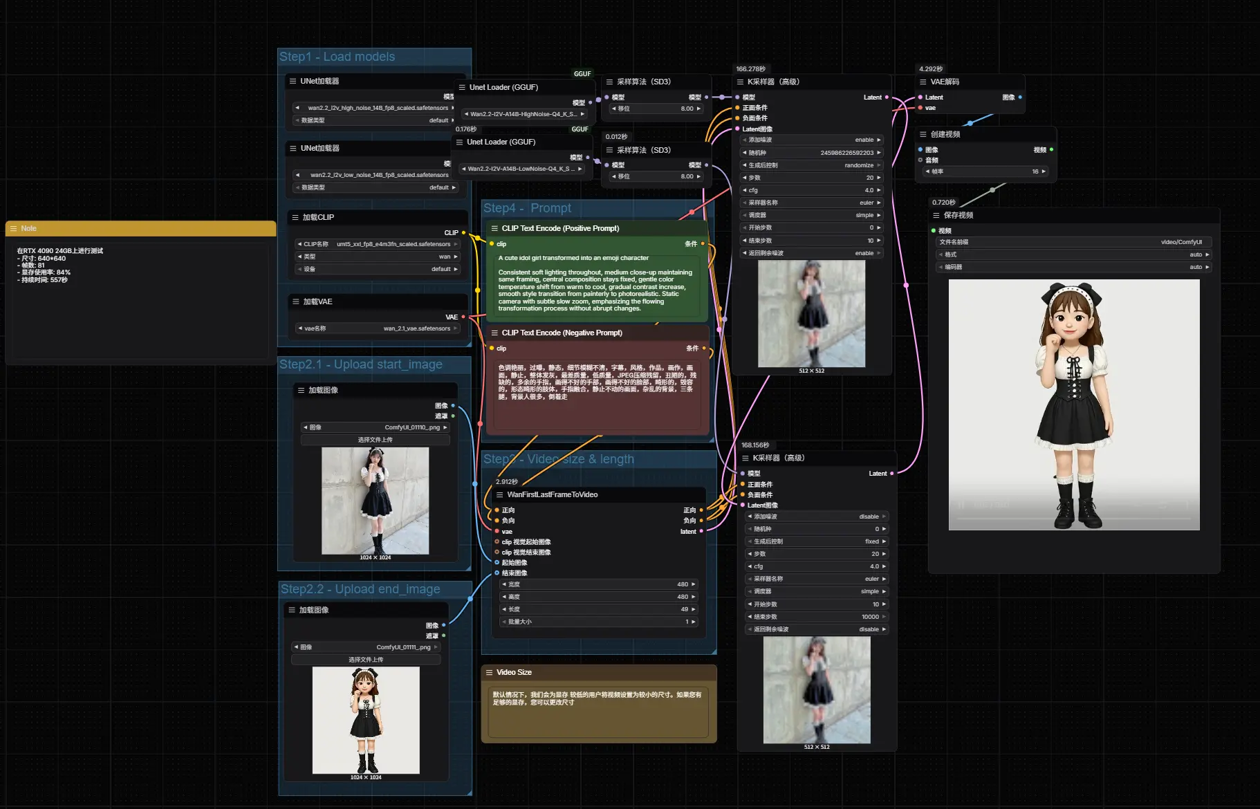 Wan2.2 14B FLF2V:首尾帧视频生成工作流使用指南