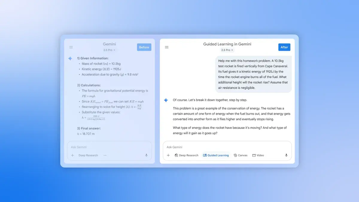谷歌Gemini推出“引导学习(Guided Learning)”功能,正面回应 AI 教育争议