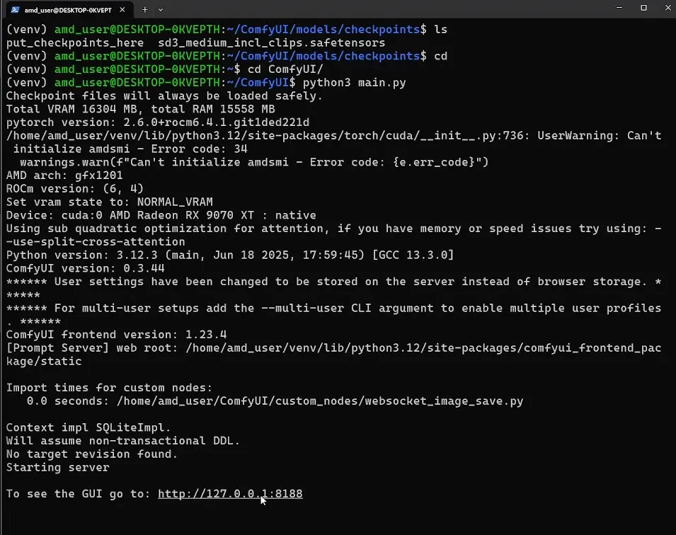 在 Windows 上使用 WSL 和 ROCm 运行 ComfyUI:AMD 显卡用户指南