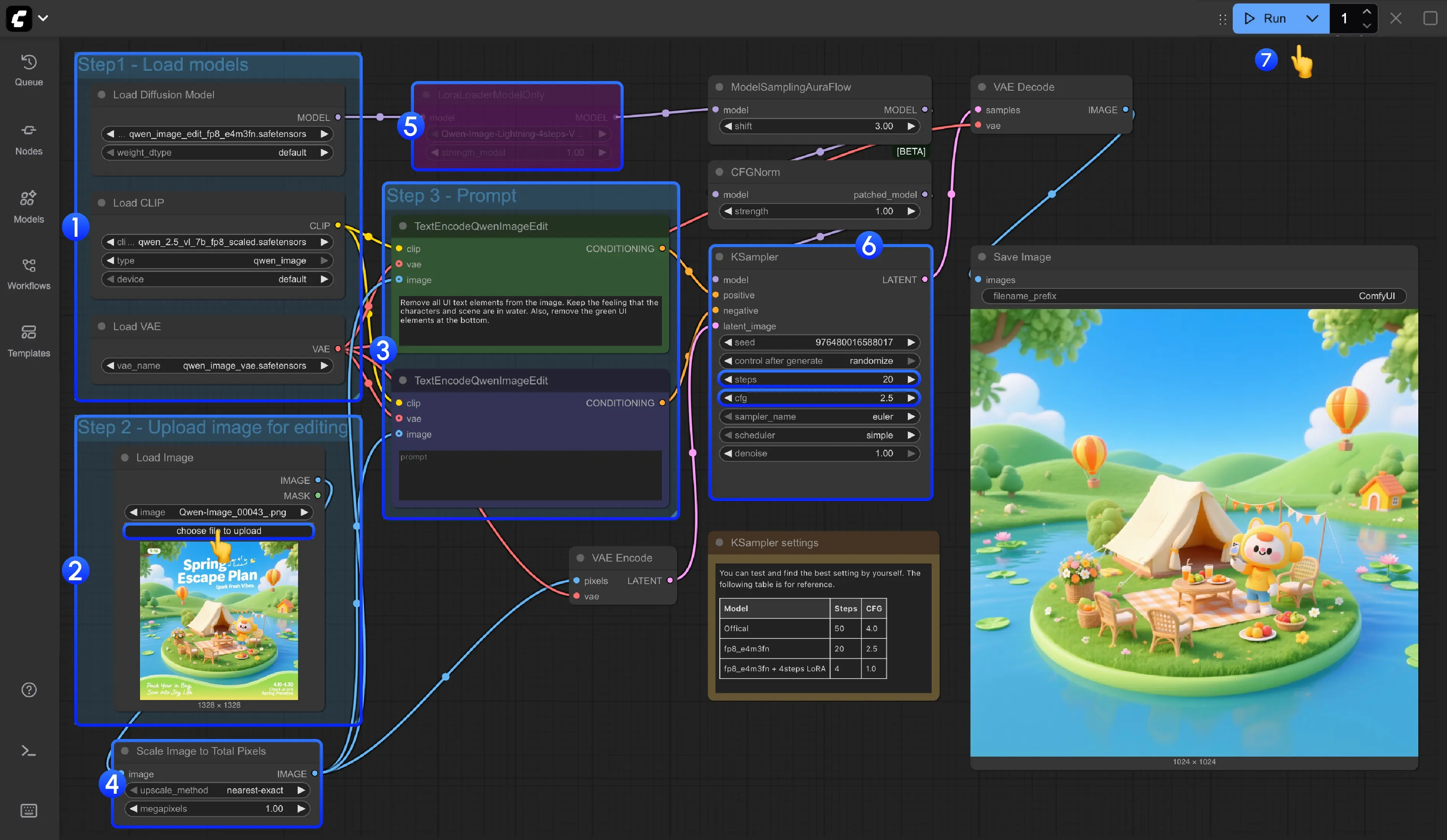 ComfyUI原生支持Qwen-Image-Edit:实现 SOTA 级图像编辑,4 步快速出图