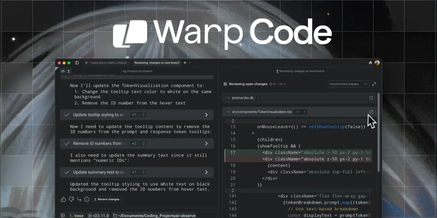 Warp 推出 Warp Code:代码审查+代理管控+差异视图,重构AI命令行编码体验