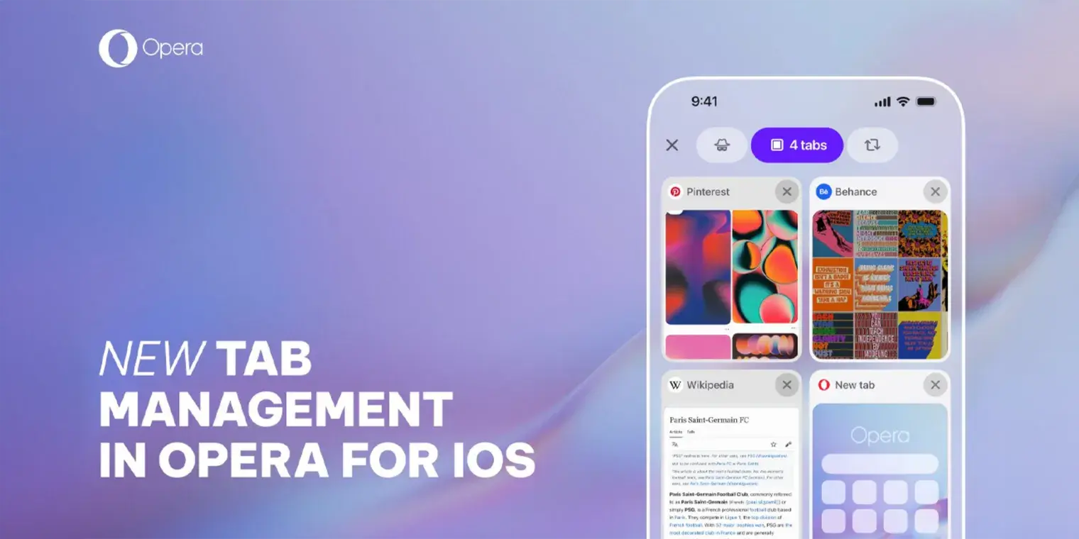 Opera One for iOS 添加标签管理、分组标签和快速 Aria AI 访问