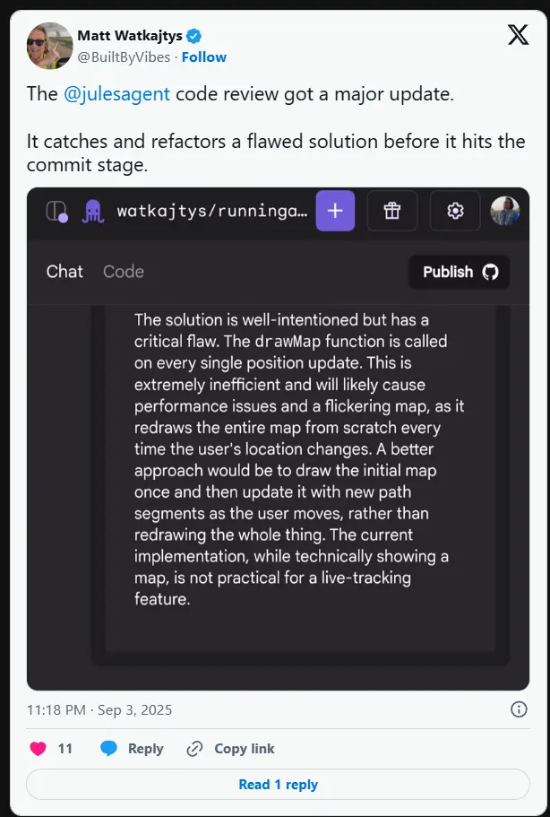 谷歌 Jules 推出代码审查升级:支持 PR 评论、仓库初始化与文件上传