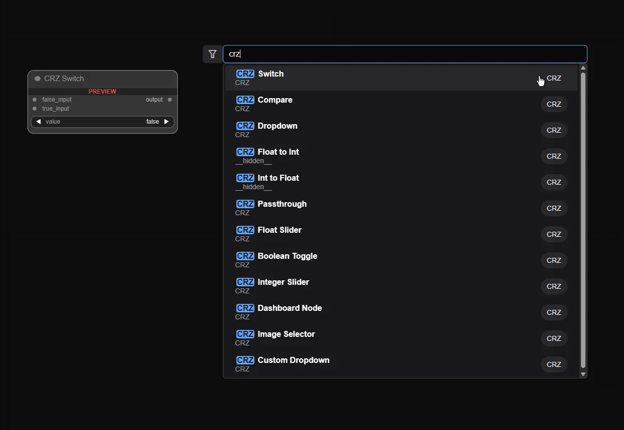 ComfyUI-CRZnodes：为工作流打造简洁可控的仪表板节点