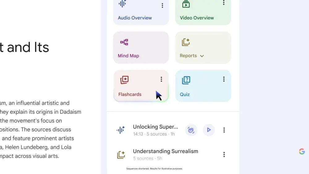 谷歌 NotebookLM 推出闪卡、测验等互动功能，助力主动学习