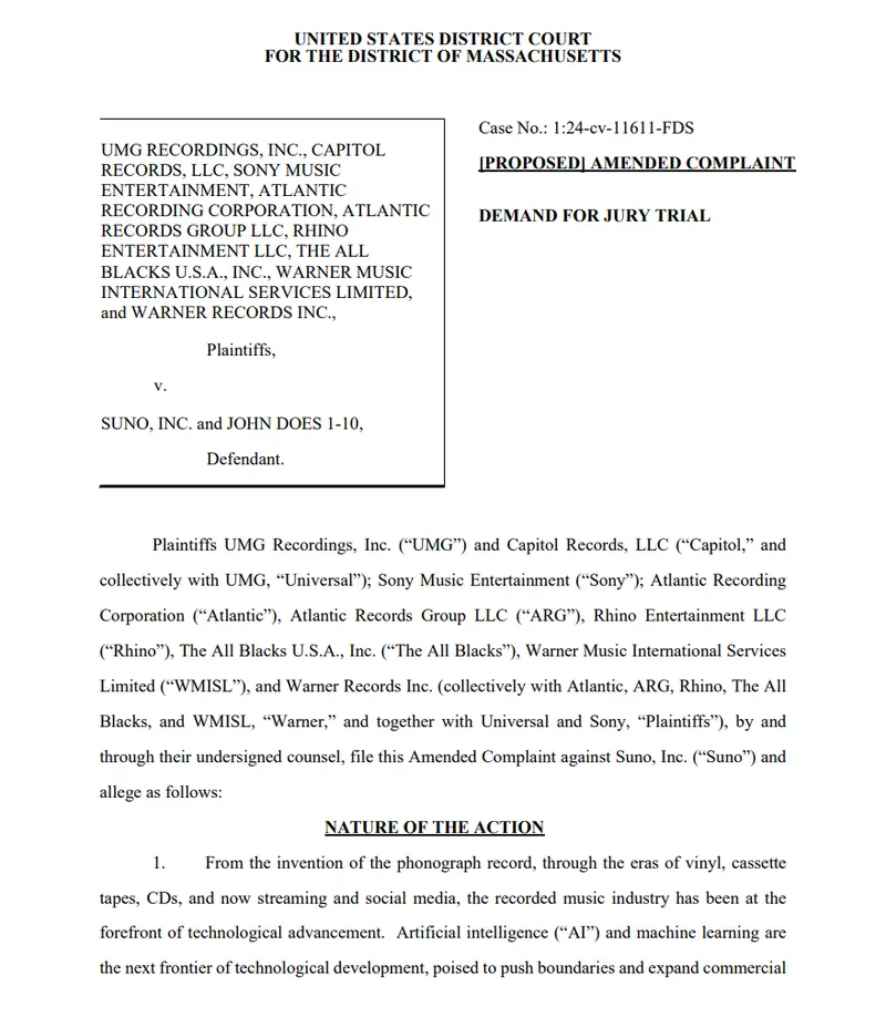 唱片公司指控 Suno 规避 YouTube 技术措施训练 AI 音乐模型