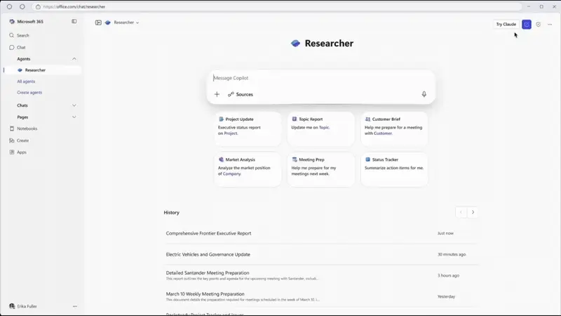 Claude Sonnet 4 和 Claude Opus 4.1正式接入 Microsoft 365 Copilot：企业用户现在可选 Anthropic 模型