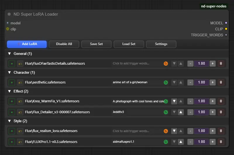 ND Super Nodes：提升 ComfyUI 工作效率的 LoRA 增强节点，实现一键加载与模板复用