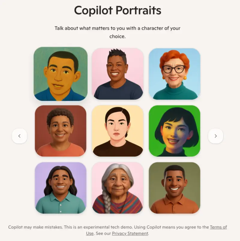 微软为 Copilot 推出“Portraits”功能:语音对话中加入动态头像