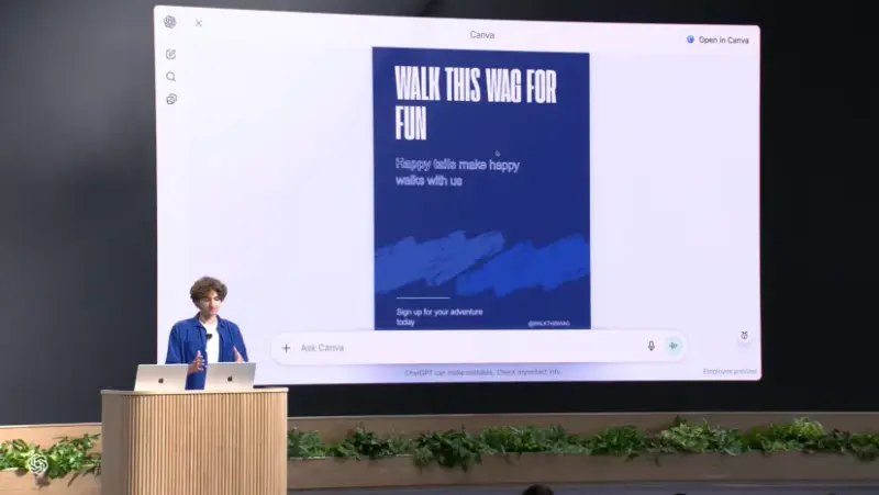 OpenAI开放ChatGPT应用集成，开发者可接入外部服务，现在可在对话中使用Spotify、Canva等功能
