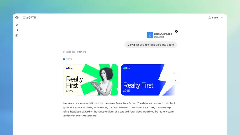OpenAI开放ChatGPT应用集成，开发者可接入外部服务，现在可在对话中使用Spotify、Canva等功能