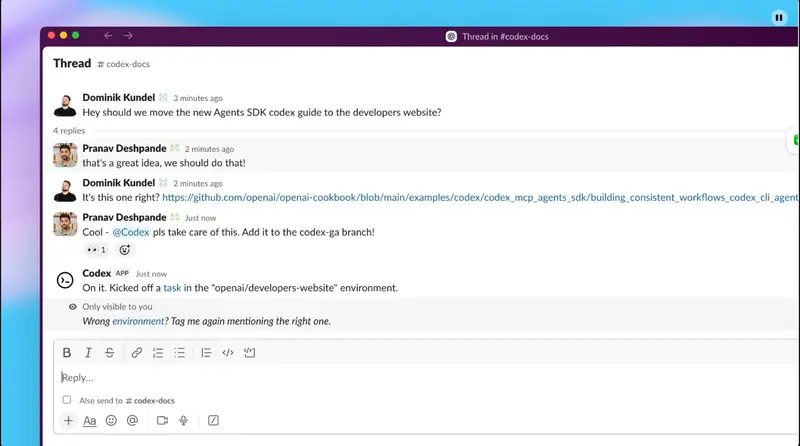OpenAI发布Codex 正式版并推出三项新功能：Slack集成、SDK与管理工具