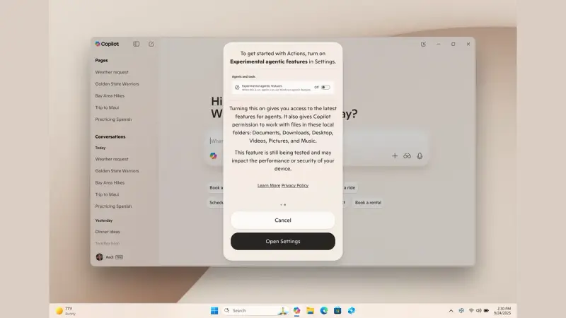 Windows 11 Copilot 新增语音交互与屏幕感知能力
