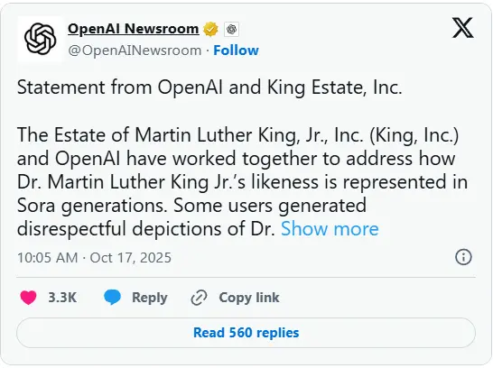 Sora 新增肖像保护机制,历史人物可申请禁用