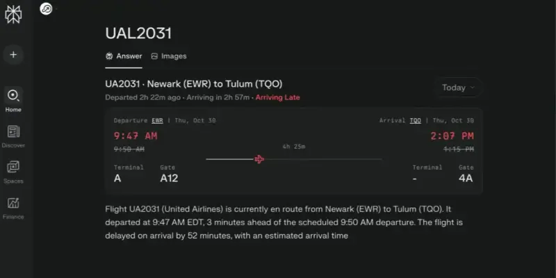 Perplexity 推出带离港和登机口更新的实时航班状态功能