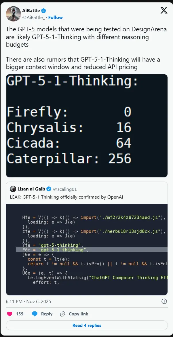 OpenAI 或将推出 GPT-5.1 Thinking 模型,直面 Gemini 3 Pro 竞争