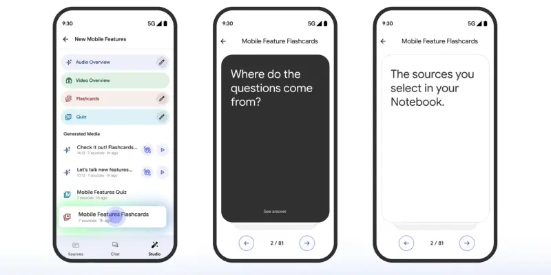 NotebookLM移动端应用推出闪卡与测验工具