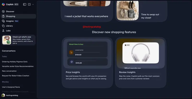 微软Copilot新增购物功能：价格追踪、订单管理与秋季主题推荐上线
