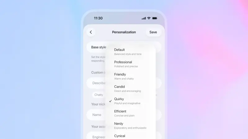 OpenAI 发布 GPT-5.1：8 种个性语调可选，Instant 更温暖、Thinking 更智能
