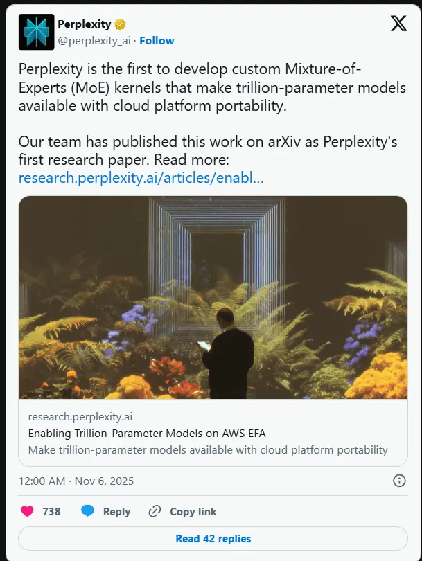 Perplexity即将集成Kimi K2 Thinking模型,支持区域数据驻留与推理切换